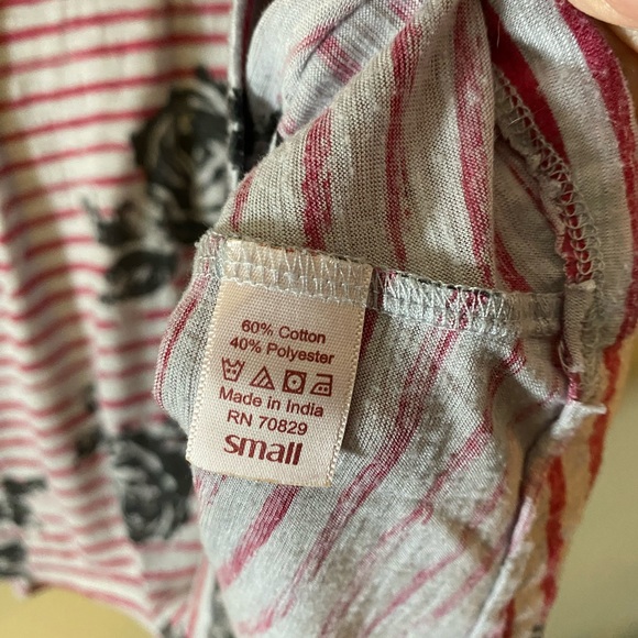 Striped Floral Rue 21 Dolman Sleeve Top Sz S - Picture 4 of 6